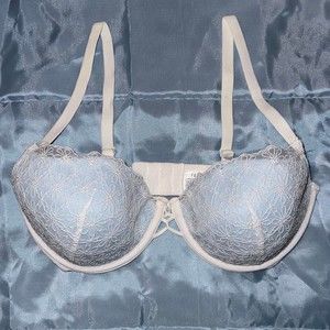Baby Blue and White Lacey Flower Bra